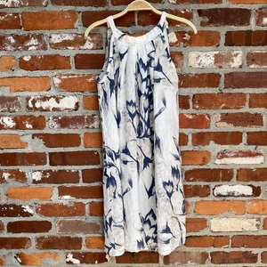 chinese dress ladies Arabella Linen Blend Dress-Ice Cube Blue, Blossom Trail main image 0